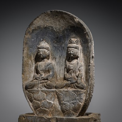 Lot 119 - A GRAY STONE STELE OF BUDDHA AND BODHISATTVA, NORTHERN WEI-EARLY TANG DYNASTY, 6TH-7TH CENTURY