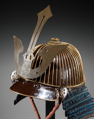 A SO-FUKURIN SUJIBACHI KABUTO WITH MITSUDOMOE MON
