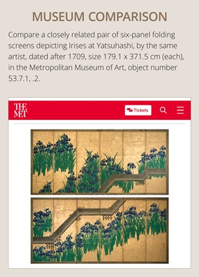Lot 268 - OGATA KORIN: AN IMPORTANT PAIR OF PAIR OF RINPA SIX-PANEL ‘FLOWERS OF THE FOUR SEASONS’ BYOBU (FOLDING SCREEN)