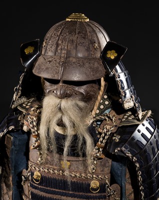 MYOCHIN: AN OKEGAWA NIMAI-DO GUSOKU (TWO-PIECE CUIRASS ARMOR) AND SUJIBACHI KABUTO, WITH NKBKHK TOKUBETSU KICHO (ESPECIALLY IMPORTANT) SHIRYO CERTIFICATE