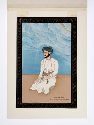 Lot 1243 - AN INDIAN MINIATURE COMPANY SCHOOL PAINTING OF A CROWN PRINCE