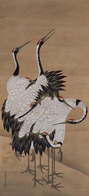Lot 285 - ITO JAKUCHU: SEDGE OF SEVEN CRANES
