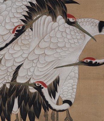 Lot 285 - ITO JAKUCHU: SEDGE OF SEVEN CRANES