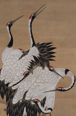 Lot 285 - ITO JAKUCHU: SEDGE OF SEVEN CRANES