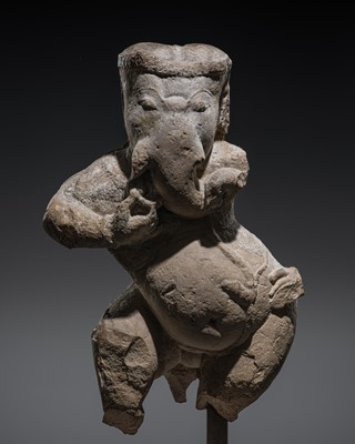 Lot 330 - A SANDSTONE FIGURE OF A DANCING GANESHA, MADHYA PRADESH OR RAJASTHAN, 11TH CENTURY