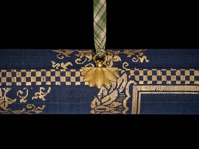 Lot 101 - AN IMPORTANT GOLD AND INDIGO-DYED MAKIMONO (HAND SCROLL) DEPICTING CHAPTER 28 OF THE HOKKE-KYO (LOTUS SUTRA), COMMISSIONED IN MEMORY OF THE SHOGUN TOKUGAWA IEYASU, C. 1636