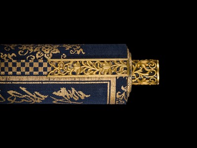 Lot 101 - AN IMPORTANT GOLD AND INDIGO-DYED MAKIMONO (HAND SCROLL) DEPICTING CHAPTER 28 OF THE HOKKE-KYO (LOTUS SUTRA), COMMISSIONED IN MEMORY OF THE SHOGUN TOKUGAWA IEYASU, C. 1636