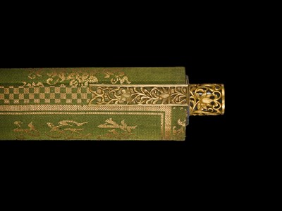Lot 100 - AN IMPORTANT GOLD AND INDIGO-DYED MAKIMONO (HAND SCROLL) DEPICTING CHAPTER 12 OF THE HOKKE-KYO (LOTUS SUTRA), COMMISSIONED IN MEMORY OF THE SHOGUN TOKUGAWA IEYASU, C. 1636