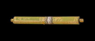 Lot 100 - AN IMPORTANT GOLD AND INDIGO-DYED MAKIMONO (HAND SCROLL) DEPICTING CHAPTER 12 OF THE HOKKE-KYO (LOTUS SUTRA), COMMISSIONED IN MEMORY OF THE SHOGUN TOKUGAWA IEYASU, C. 1636