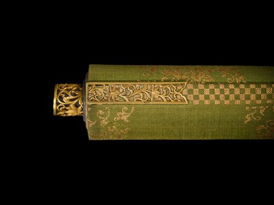 Lot 100 - AN IMPORTANT GOLD AND INDIGO-DYED MAKIMONO (HAND SCROLL) DEPICTING CHAPTER 12 OF THE HOKKE-KYO (LOTUS SUTRA), COMMISSIONED IN MEMORY OF THE SHOGUN TOKUGAWA IEYASU, C. 1636