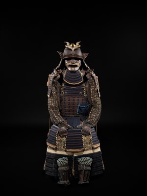 Lot 84 - SAOTOME IETSUGU: AN OKEGAWA NIMAI-DO (TWO-PIECE CUIRASS ARMOR) AND IRON SUJIBACHI KABUTO, WITH NKBKHK TOKUBETSU KICHO (ESPECIALLY IMPORTANT) SHIRYO CERTIFICATE