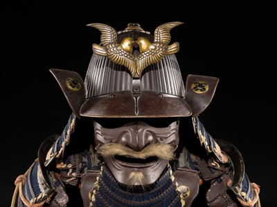 Lot 84 - SAOTOME IETSUGU: AN OKEGAWA NIMAI-DO (TWO-PIECE CUIRASS ARMOR) AND IRON SUJIBACHI KABUTO, WITH NKBKHK TOKUBETSU KICHO (ESPECIALLY IMPORTANT) SHIRYO CERTIFICATE