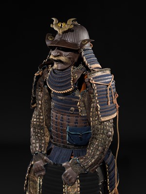 Lot 84 - SAOTOME IETSUGU: AN OKEGAWA NIMAI-DO (TWO-PIECE CUIRASS ARMOR) AND IRON SUJIBACHI KABUTO, WITH NKBKHK TOKUBETSU KICHO (ESPECIALLY IMPORTANT) SHIRYO CERTIFICATE