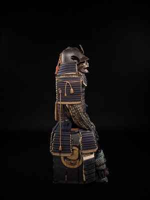 Lot 84 - SAOTOME IETSUGU: AN OKEGAWA NIMAI-DO (TWO-PIECE CUIRASS ARMOR) AND IRON SUJIBACHI KABUTO, WITH NKBKHK TOKUBETSU KICHO (ESPECIALLY IMPORTANT) SHIRYO CERTIFICATE