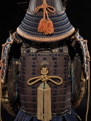 Lot 84 - SAOTOME IETSUGU: AN OKEGAWA NIMAI-DO (TWO-PIECE CUIRASS ARMOR) AND IRON SUJIBACHI KABUTO, WITH NKBKHK TOKUBETSU KICHO (ESPECIALLY IMPORTANT) SHIRYO CERTIFICATE