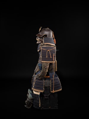Lot 84 - SAOTOME IETSUGU: AN OKEGAWA NIMAI-DO (TWO-PIECE CUIRASS ARMOR) AND IRON SUJIBACHI KABUTO, WITH NKBKHK TOKUBETSU KICHO (ESPECIALLY IMPORTANT) SHIRYO CERTIFICATE
