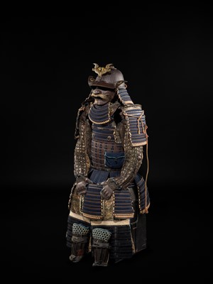 Lot 84 - SAOTOME IETSUGU: AN OKEGAWA NIMAI-DO (TWO-PIECE CUIRASS ARMOR) AND IRON SUJIBACHI KABUTO, WITH NKBKHK TOKUBETSU KICHO (ESPECIALLY IMPORTANT) SHIRYO CERTIFICATE