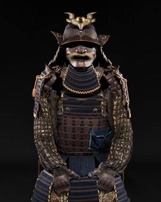 Lot 84 - SAOTOME IETSUGU: AN OKEGAWA NIMAI-DO (TWO-PIECE CUIRASS ARMOR) AND IRON SUJIBACHI KABUTO, WITH NKBKHK TOKUBETSU KICHO (ESPECIALLY IMPORTANT) SHIRYO CERTIFICATE