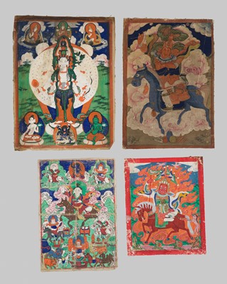 Lot 100 - A GROUP OF FOUR TSAKLI (INITIATION CARDS), TIBET, CIRCA 18TH-19TH CENTURY