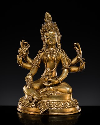 Lot 74 - A GILT COPPER FIGURE OF VASUDHARA, NEPAL, LATE 19TH-20TH CENTURY