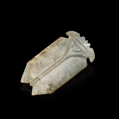 Lot 212 - A GREEN JADE ‘CICADA’ PENDANT, HAN DYNASTY