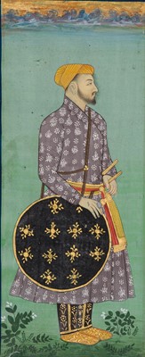 Lot 360 - AN MUGHAL MINIATURE PAINTING DEPICTING A COURTIER IN A LANDSCAPE, 17TH-18TH CENTURY