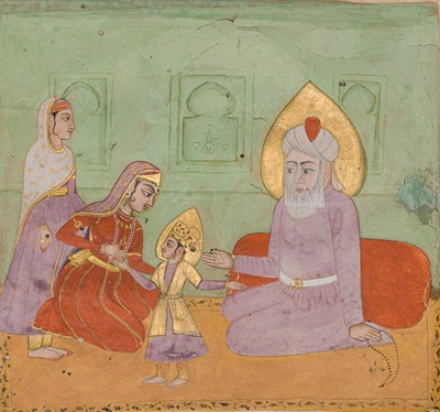 Lot 362 - A PAINTING OF PROPHET YAKUB WITH HIS ORDAINED SON FROM A MANUSCRIPT OF JAMI'S YUSUF WA ZULAYKHA, DECCAN, CIRCA MID-18TH CENTURY