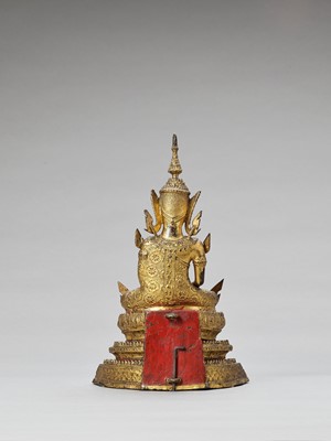 Lot 1189 - A THAI GILT-LACQUERED BRONZE OF BUDDHA, RATTANAKOSIN