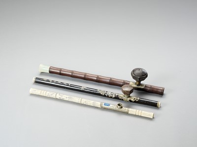Lot 886 - THREE OPIUM PIPES, LATE QING TO REPUBLIC