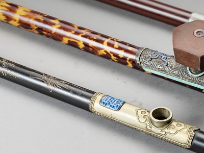 Lot 888 - THREE OPIUM PIPES, LATE QING TO REPUBLIC