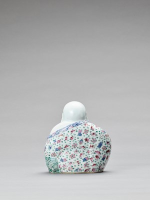 Lot 729 - A FAMILLE ROSE PORCELAIN FIGURE OF BUDAI WITH ‘ZHU MAOSHENG’ MARK