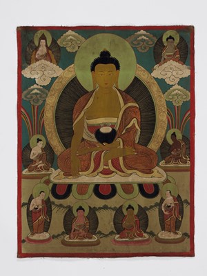 Lot 1023 - A TIBETAN THANGKA DEPICTING BUDDHA AMITABHA, C. 1900-1920
