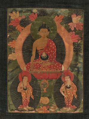 Lot 932 - A TIBETAN THANGKA OF BUDDHA SHAKYAMUNI, C. 1870