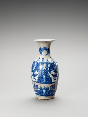 Lot 924 - A BLUE AND WHITE PORCELAIN BALUSTER VASE, LATE QING