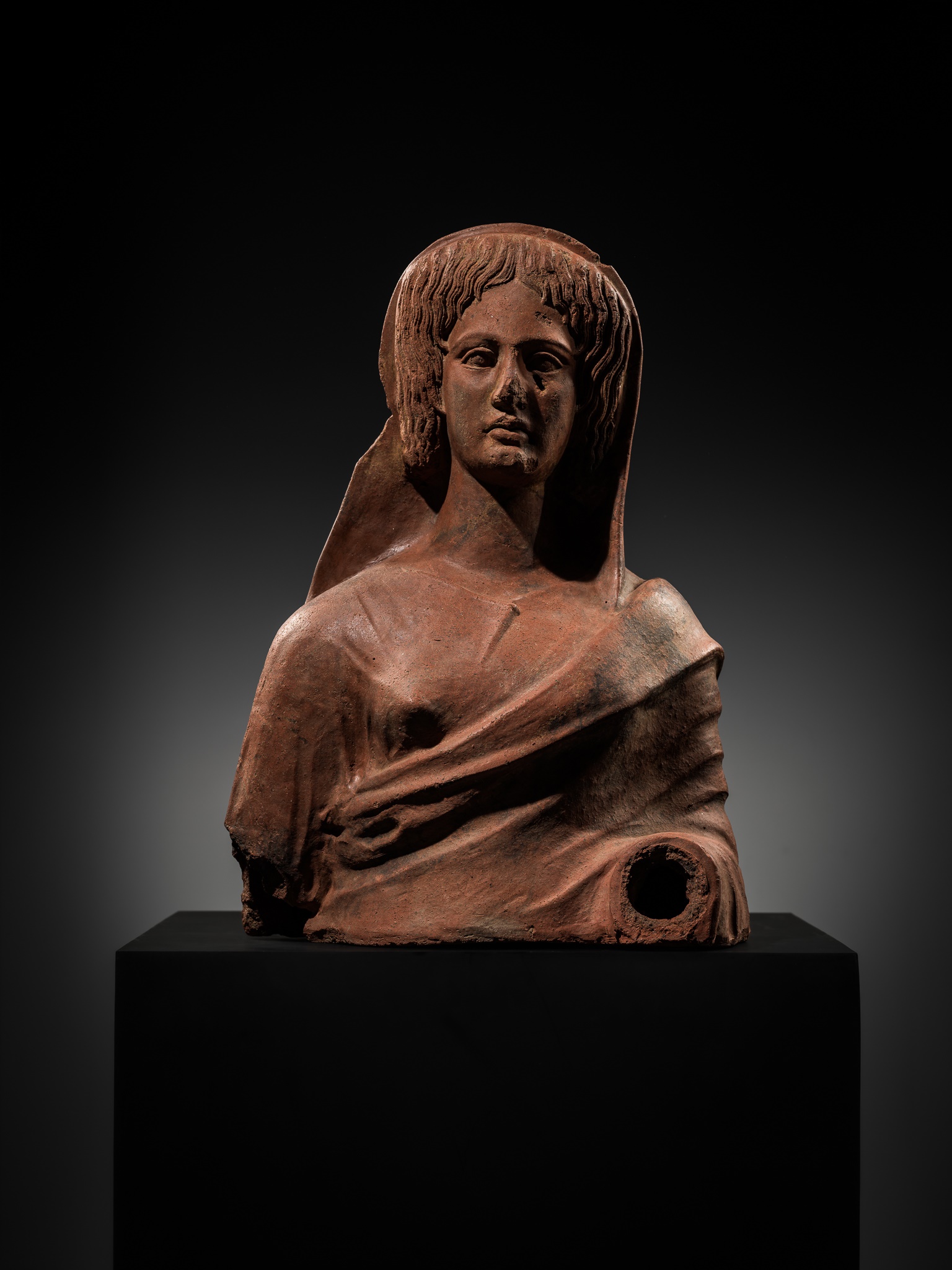 Lot 83 - A LARGE ETRUSCAN TERRACOTTA BUST OF A NOBLE