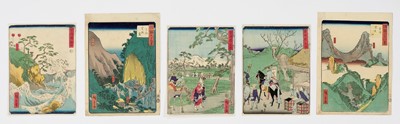 Lot 484 - HIROSHIGE II: A GROUP OF FIVE ORIGINAL COLOR WOODBLOCK PRINTS