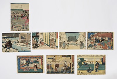 Lot 482 - A GROUP OF EIGHT ORIGINAL COLOR WOODBLOCK PRINTS