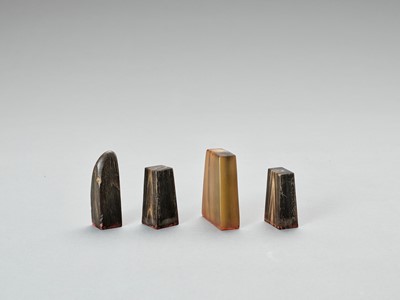 Lot 748 - FOUR CARVED HORN SEALS, LATE QING