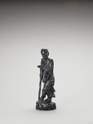 Lot 122 - A ZITAN FIGURE OF A HERMIT, LATE QING TO REPUBLIC