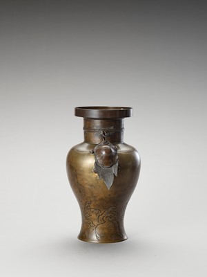 Lot 1 - A BRONZE BALUSTER VASE WITH MINOGAME AND WAVES