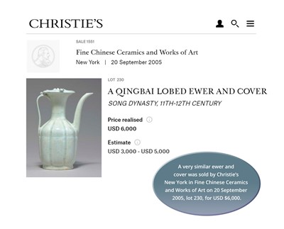 Lot 616 - A QINGBAI LOBED EWER AND COVER, SONG OR LATER
