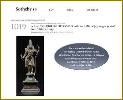 Lot 753 - A BRONZE FIGURE OF RAMA, VIJAYANAGAR PERIOD