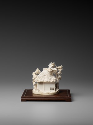 Lot 155 - SANEMASA: A FINE IVORY OKIMONO OF A RICE MILL WITH WORKERS