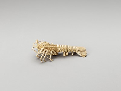 Lot 122 - A RARE FULLY ARTICULATED BONE OKIMONO OF A SPINY LOBSTER