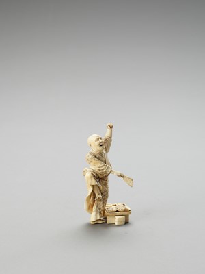 Lot 145 - AN IVORY OKIMONO OF A MAN SCREAMING IN AGONY