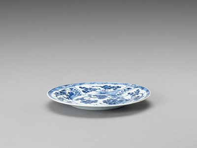 Lot 340 - A ‘FLORAL’ BLUE AND WHITE PORCELAIN DISH
