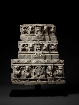 Lot 736 - A LARGE AND INSCRIBED JAIN WHITE MARBLE FRAGMENT, 12TH-13TH CENTURY