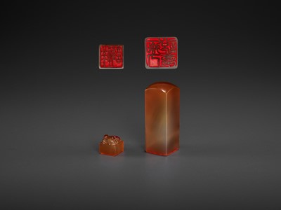 Lot 119 - TWO CHALCEDONY SEALS, MID-QING TO REPUBLIC