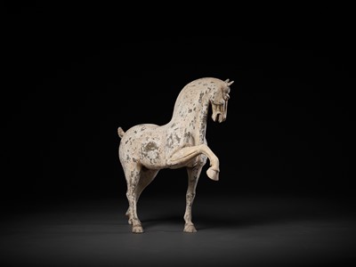Lot 131 - A PAINTED POTTERY FIGURE OF A PRANCING HORSE, TANG DYNASTY