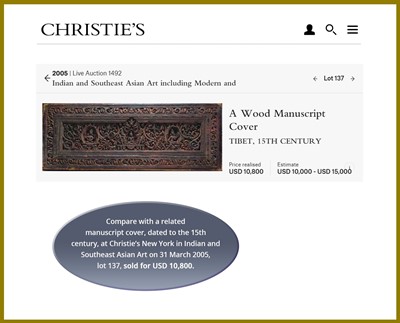 Lot 462 - A CARVED AND GILT HARDWOOD MANUSCRIPT COVER, 14TH-15TH CENTURY